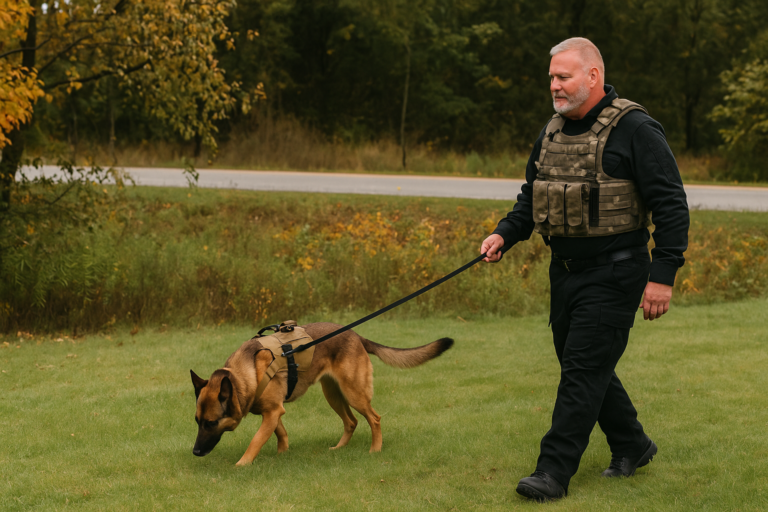 Dog tracking outdoors